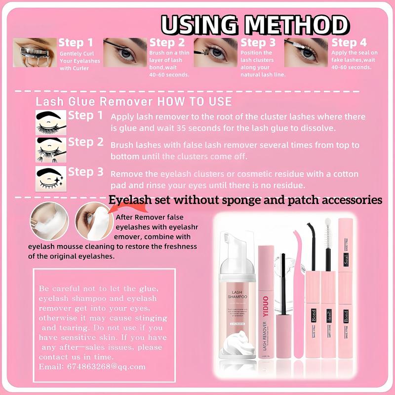 Mixed-Length Individual False Eyelash Kit - Natural-Look Eyelash Extensions with Eyelash Extension Glue, Lash Bond & Seal, Remover, Tweezers, Brush, Headbands and Wristbands - Self-Grafting Curled Eyelashes for Eye Makeup Enhancement #TOP PICKS