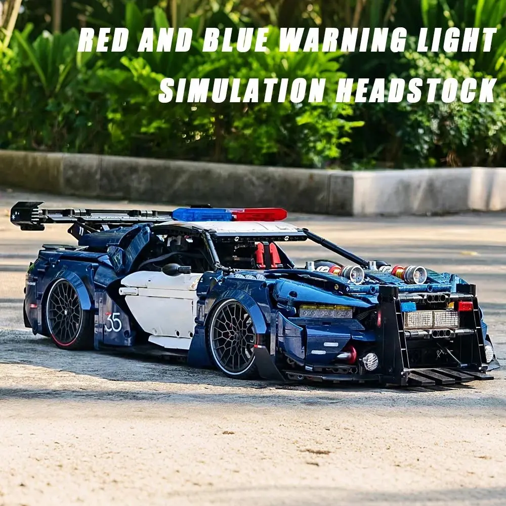 Guly 1:8 Scale Police Car Model Kit, 3975 Piece Technical Racing Assembly Set, Adult Collectible Desktop Display Gift, Diy Collectible Model