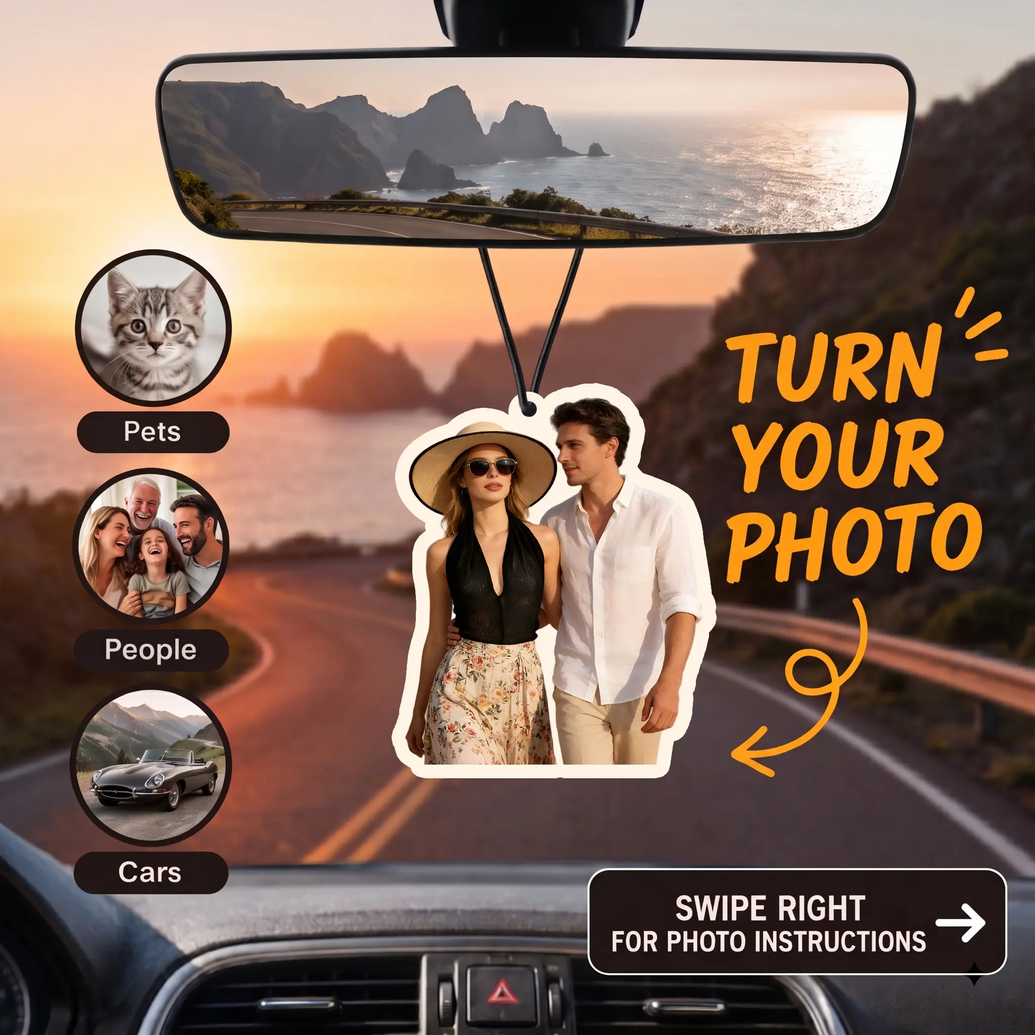 Personalized Photo Air Freshener - Custom Cut Car Freshener for Boyfriend Girlfriend Husband Wife Women Decor Accessories Car Deodorizer Car Diffuser