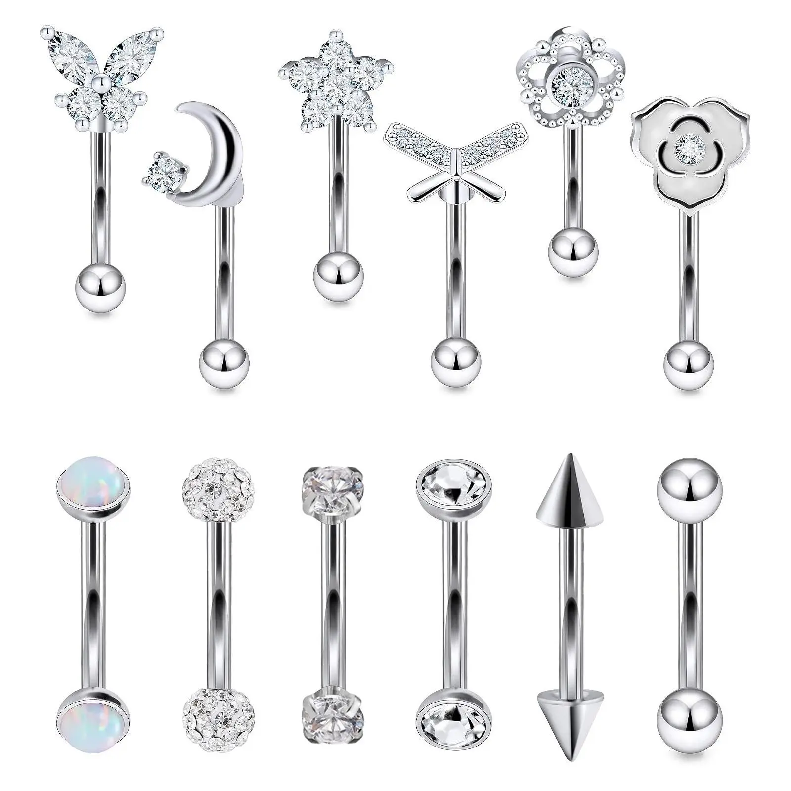16G Surgical Stainless Steel Curved Barbell Piercing Jewelry for Rook Daith Eyebrow Vertical Labret Lip Earrings Women Men 6MM 8MM 10MM HypoallergenicGift