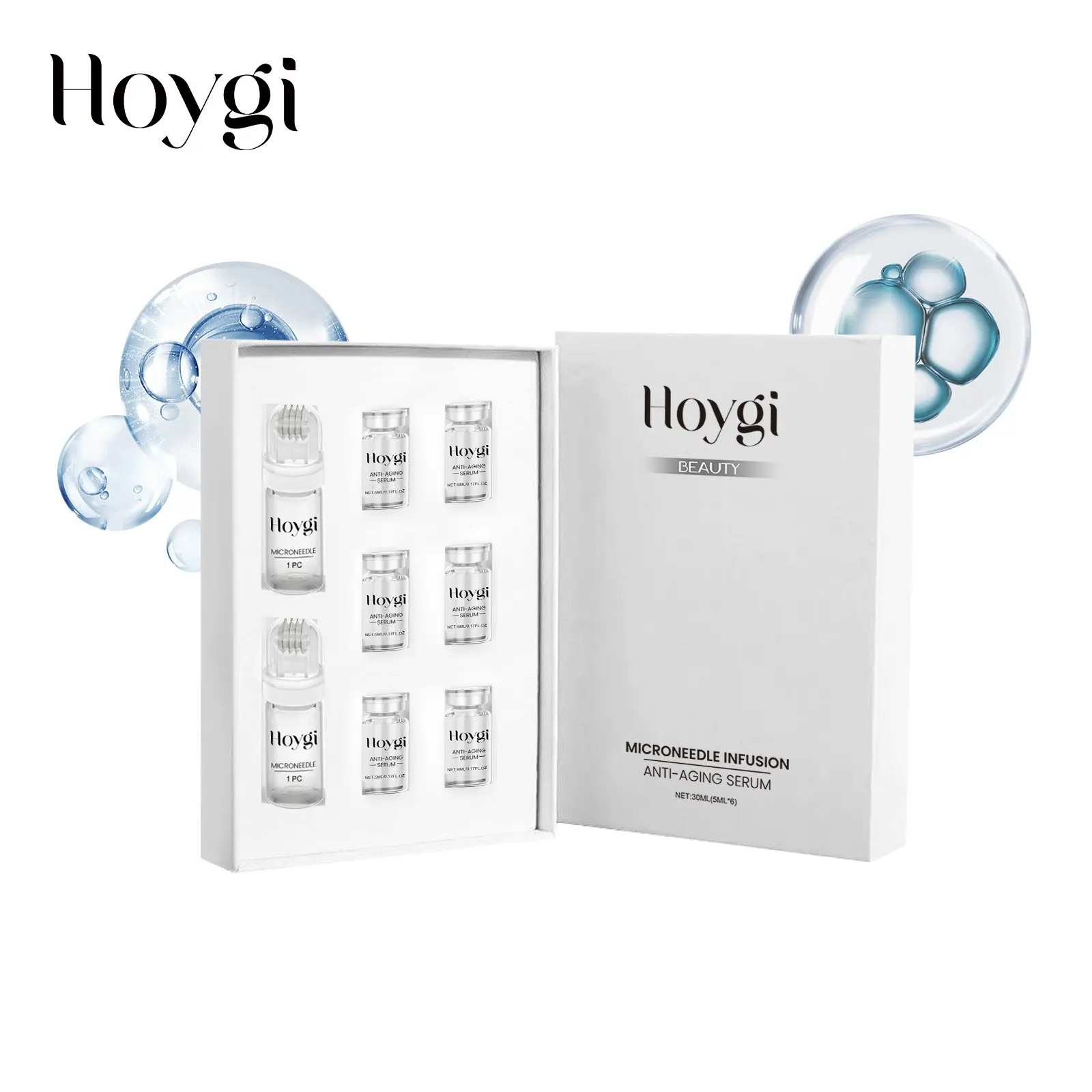 Microneedling Face Roller Set, Serum Infused with Hyaluronic Acid & Collagen, Boosts Firmness, Reduces Sagging, Deep Hydration, Gentle Skincare Kit