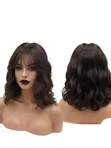 12 Inch Scalpiana Wave Wig, Deep, Smooth Top, Natural Hair Effect, Fashion Bangs, Medium Length, Daily Wear