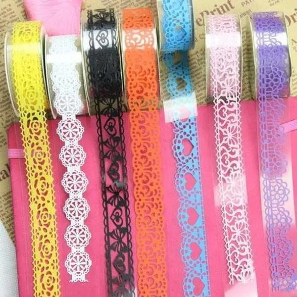 Washi Tape, 5 Roll Lace Flower DIY Decorative Masking Sticky Adhesive Tape for Scrapbooking & Phone DIY Decoration | for Scrapbooking & Phone DIY Decoration