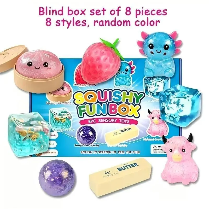 Compressing Toys Set, 4pcs/8pcs Mystery Soft Box Series, Sensory Integration, Creative Stress Relief, Squishy Fidgets, Perfect Gift Idea
