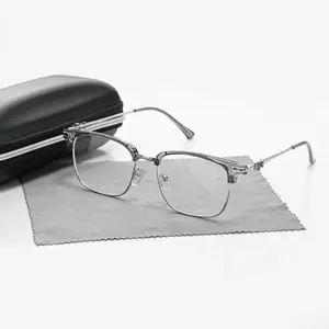 Semi Rimless Unisex Browline Eyeglasses - Basic Alloy Frame, Men's Accessories, Guys Gifts, Mens Gifts, for Daily & Student Use, Includes Eyeglass Case & Glass Cleaner Cloth