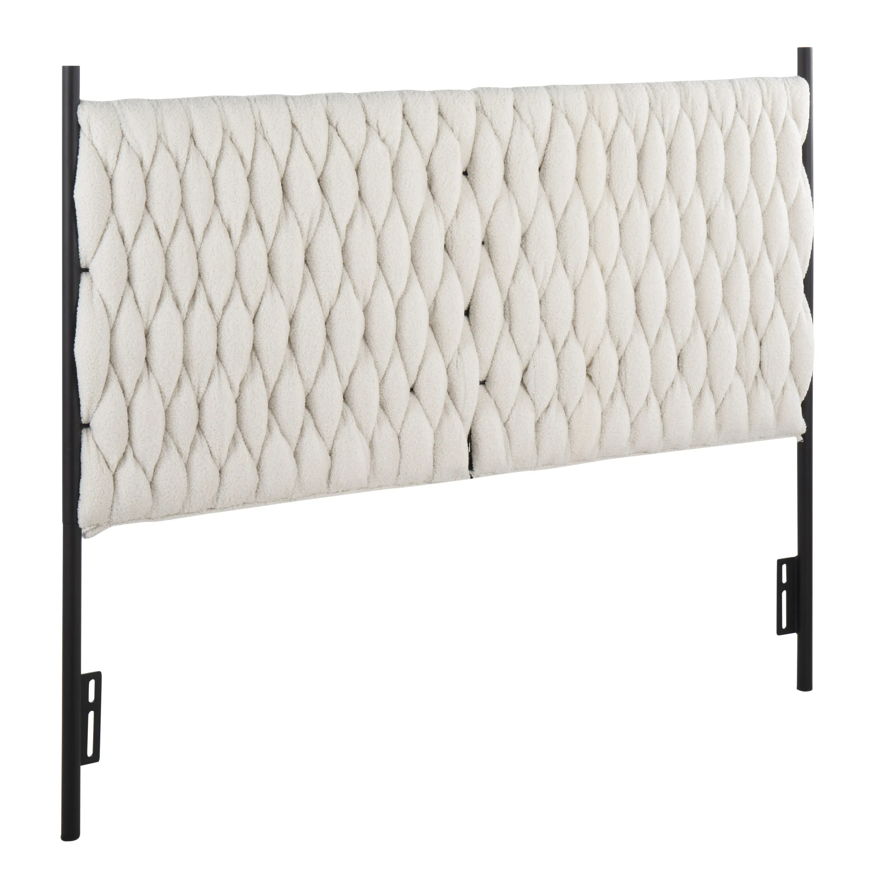 ARCH Queen Size Headboard with Black Metal Frame and Cream Sherpa Fabric Upholstered Bed Headboard for Bedroom, Modern Tufted Headboard for Queen Bed, Sturdy Metal Construction, Plush Comfort, Easy Assembly, 1 Pack, Home Furniture and Household