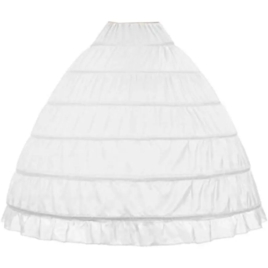 Women 6 Hoops Skirt Crinoline Petticoats Slips Floor Length for Bridal Gown