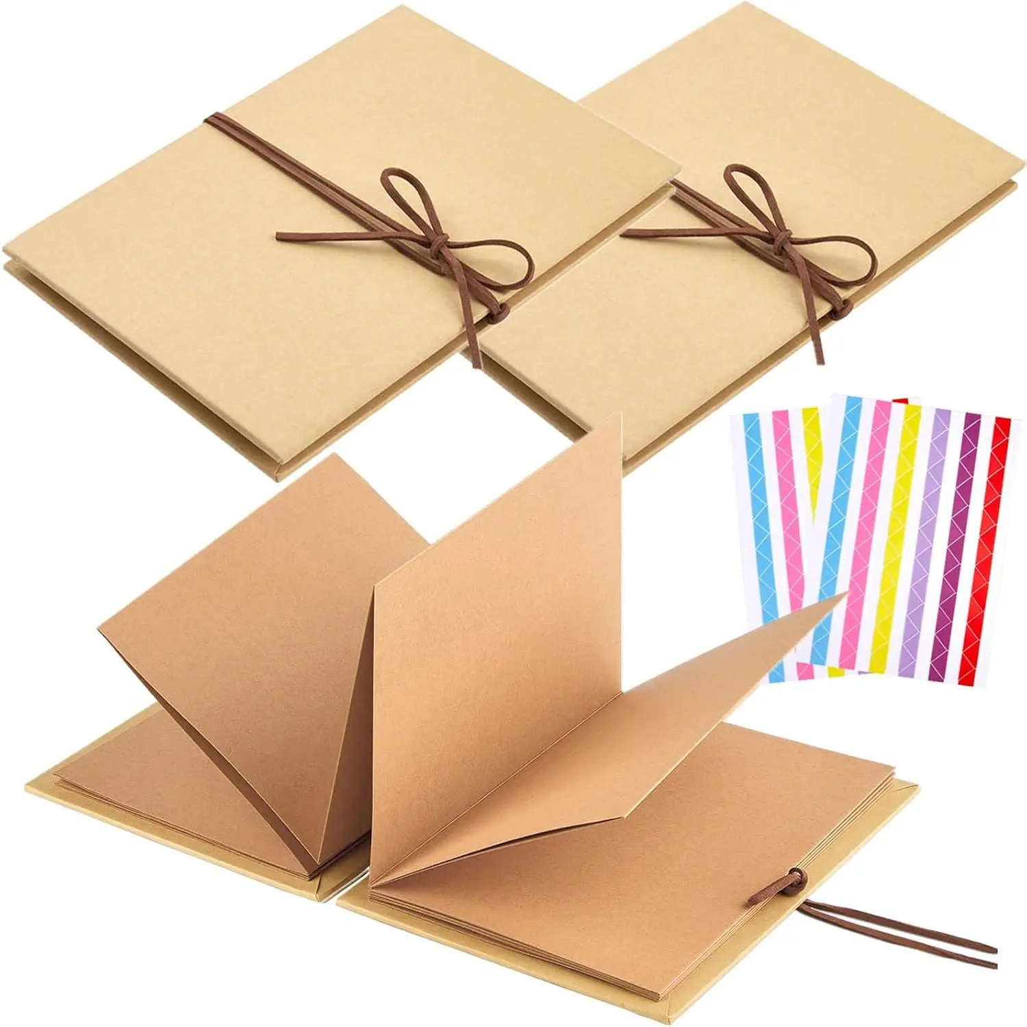 Small Accordion Scrapbook Album, 6x8 Inch with Marker Pens | Hardcover Mini Scrapbook with Stretchable Pages, DIY Small Photo Album, Travel Scrapbook, Adventure Book (Black)