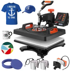Heat Press Machine, 12 X 15 inch, 6 in 1 Heat Press, 800W Sublimation Machine, 360° Rotation Swing-Away Heat Press, Dual-Tube Heating Printing for DIY T-Shirts Cap Mugs