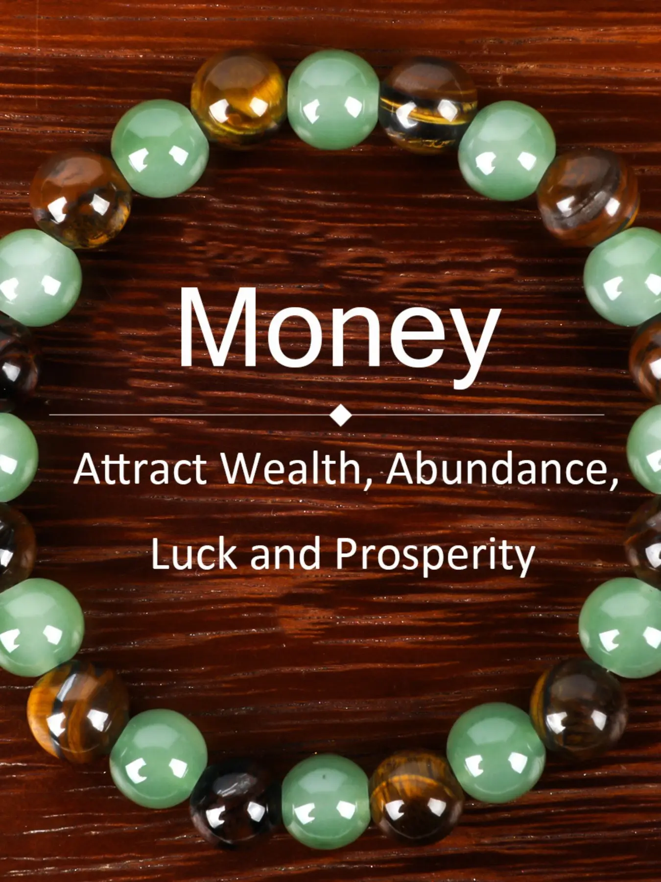 Arpurraina Money Attracting Bracelet, Aventurine and Tiger Eye Beads, Boho Style, Artificial Crystal, Luck and Wealth Charm, Tigers Eye Bracelet