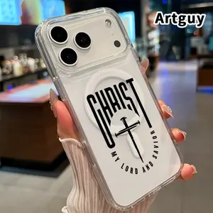 Christ my savior Pattern Magnetic Phone Case Compatible with iPhone 17 16  Pro Max Plus 15 14 13 12 11 Air E Non-Yellowing Shockproof Soft Silicone Transparent Acrylic Large Hole Cover