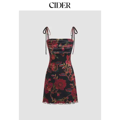 Cider [size 0-10] Square Neck Floral Ruched Mini Dress