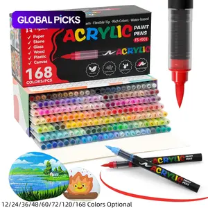 Acrylic Paint Marker Pen Set, 16pcs/set Waterproof Acrylic Paint Pens, Liquid Acrylic Markers, DIY Crafts Marker Pen, Painting Pen for Rock, Wood, Fabric, Canvas, Glass, Art Markers Set #GLOBAL PICKS