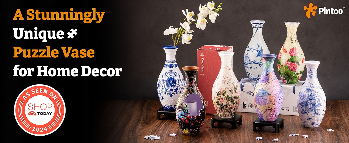 3D Puzzle Vase Unique Flower Vase Made by 160 Curved Plastic Puzzle Pieces House Warming Gift for Flower Arrangements and Home Decoration - [S1034] (Classic, Colorful Leaves)