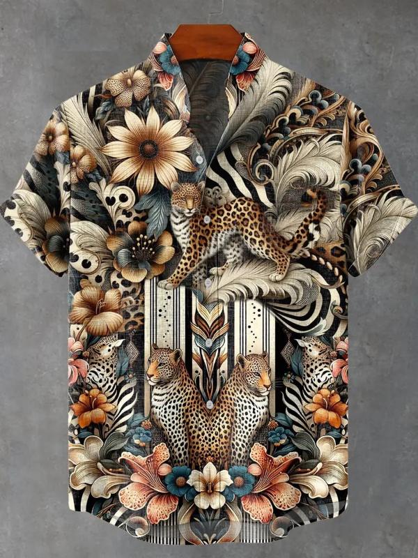 Kyn Apparel Men's Short Sleeve Summer Shirt Fishing Fans Fashion Clothing Fish Print Comfortable Linen Fabric Top New Collection