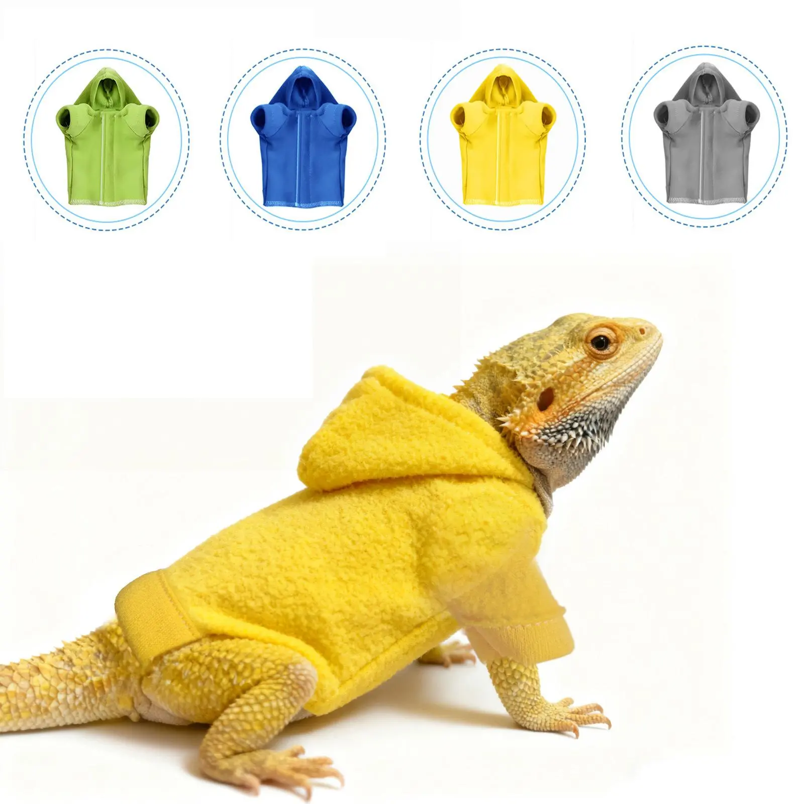 Exotic Lizard Pet Polyester Costumes - Adjustable-Fit Hoodies, T-Shirts, 1-Size Easy-On/Off Walking Outfits with Velcro Back for Outings