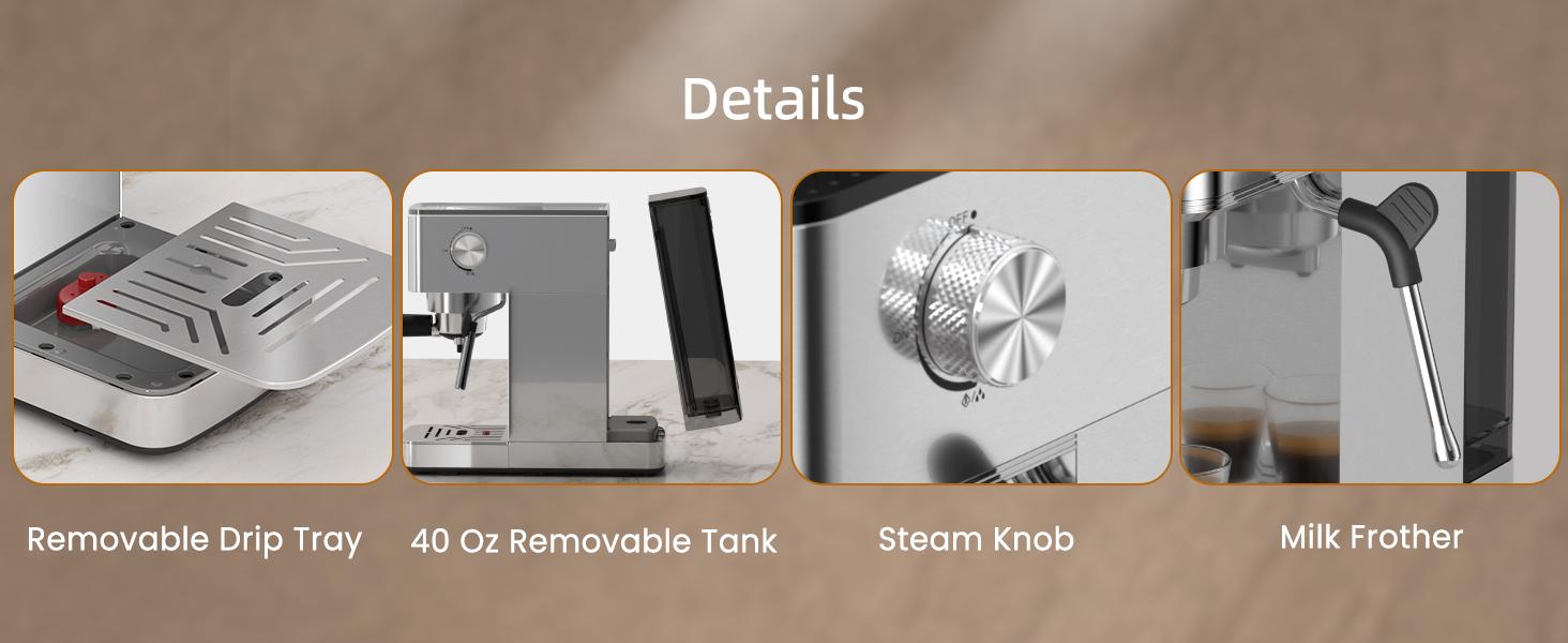 Kismile Espresso Machine 20 Bar, 3-Second Heat for Rapid Cold Brew, Built-in Steam Wand for Lattes, Touch Screen, 40oz Tank, Gift for Coffee Lovers