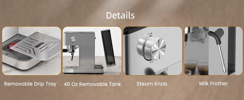 Kismile Espresso Machine 20 Bar, 3-Second Heat for Rapid Cold Brew, Built-in Steam Wand for Lattes, Touch Screen, 40oz Tank, Gift for Coffee Lovers