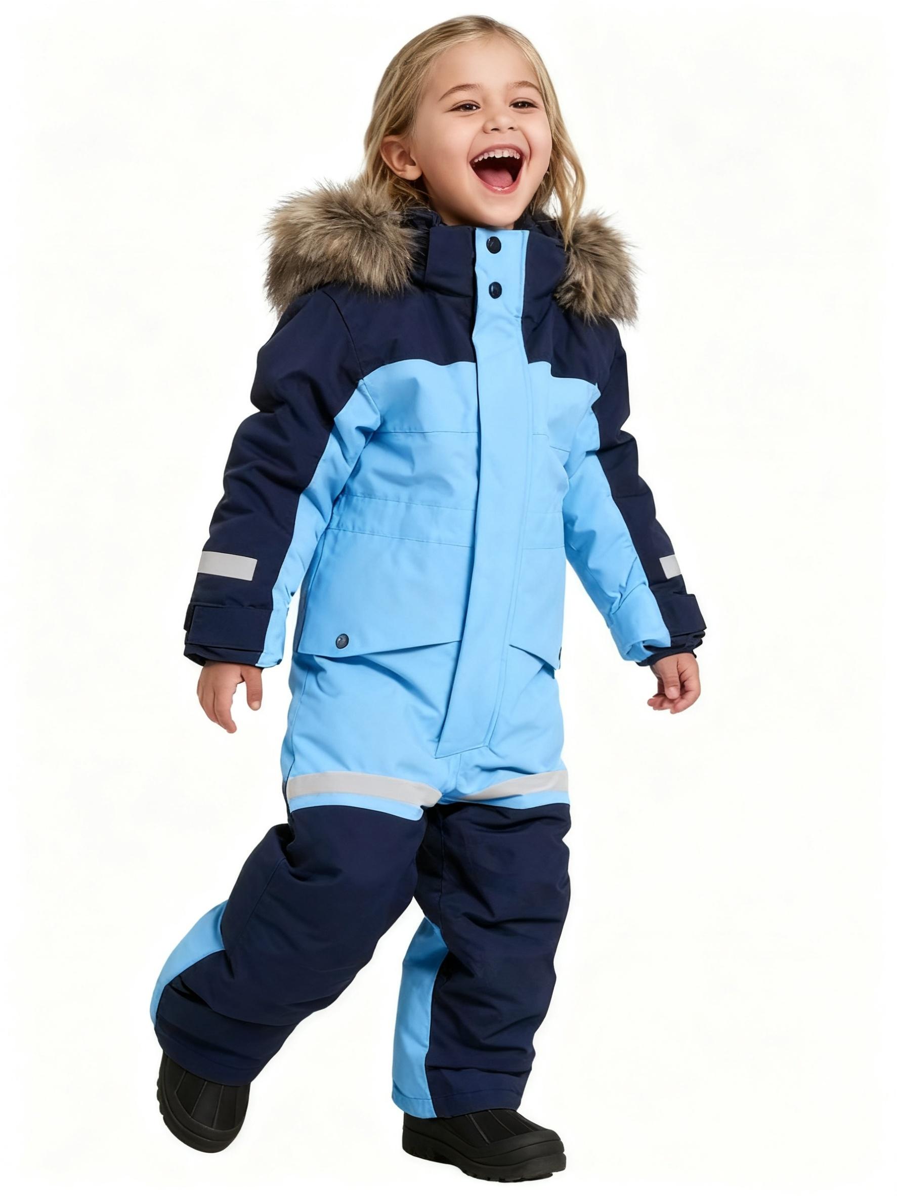 (New)[Windproof Snowsuit] Kids' Winter Ski Jumpsuit, Windproof Loose-Fit Snowsuit with Zipper Design 3-14 Years Old Boys and Girls Outdoor Warmth waterproof warm