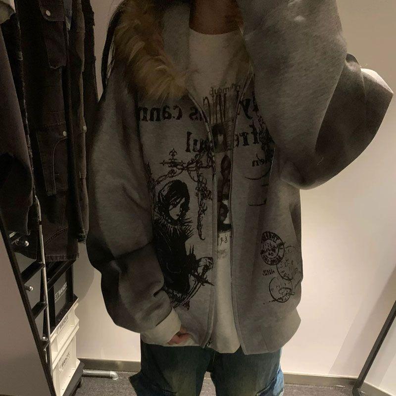 Women Y2k Aesthetic Tie-dye Printing Hoodies Harajuku Vintage Fur Patchwork Hooded Hoody Casual Grunge Oversized Sweatshirts