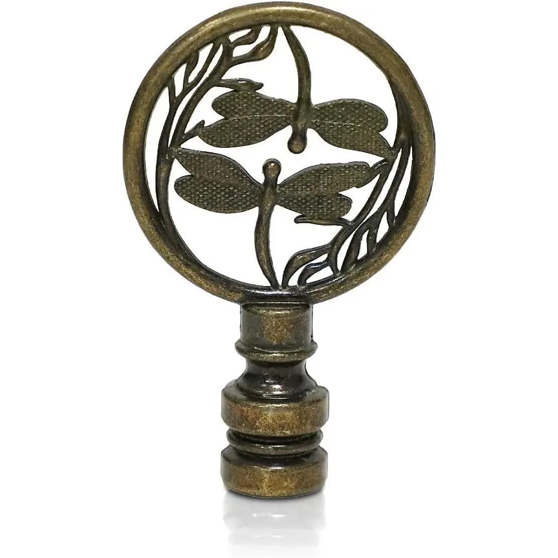 Decorative Bronze Lamp Finials, Dragonfly Knobs Screw Cap for Lamp Shade Holder Bracket Harp Top, Replacement Lamp Toppers (2.68 Inch Tall)