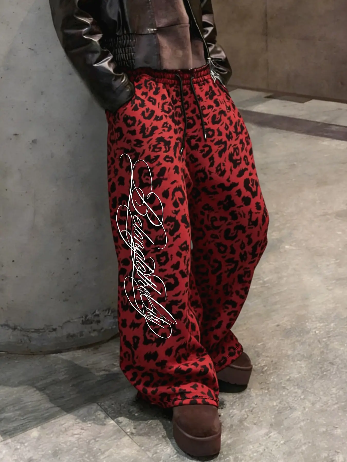 Unisex Leopard Print High Waist Wide Leg Pants | Y2K Decadent Streetwear Trousers | Loose Casual Hip Hop Dance Bottoms for Men & Women