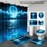 [Popular Choice]1pc/4pcs, bathroom curtains shower, bathroom set, shower curtains, bathroom rug, Home Decoration, Bathroom Decor And Accessories, bathroom mat, Moon Pattern, Ocean Theme Decoration, Bathroom Set, with 12 hooks