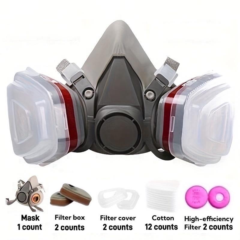 Half Face Mask with Filter, Reusable Respirator Mask, Reusable Dustproof Mask, Multifunctional Safety Mask for Paint, Woodworking, Construction, Polishing, Chemical, DIY