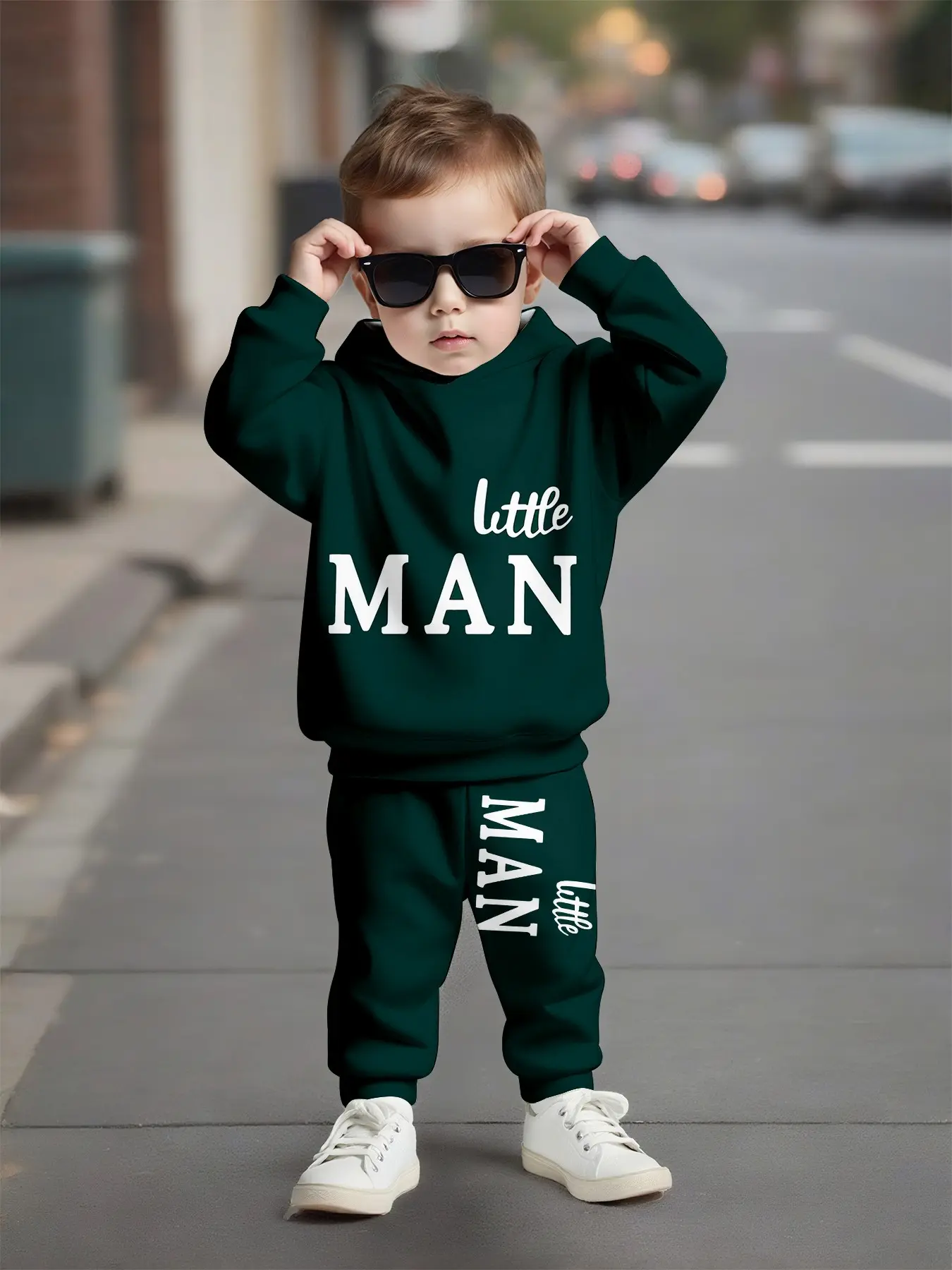 Deep Casual Sporty Hooded Set, Versatile Long Sleeve Sweapants, Loose-Fitting Fall & Winter Suit, All over Print