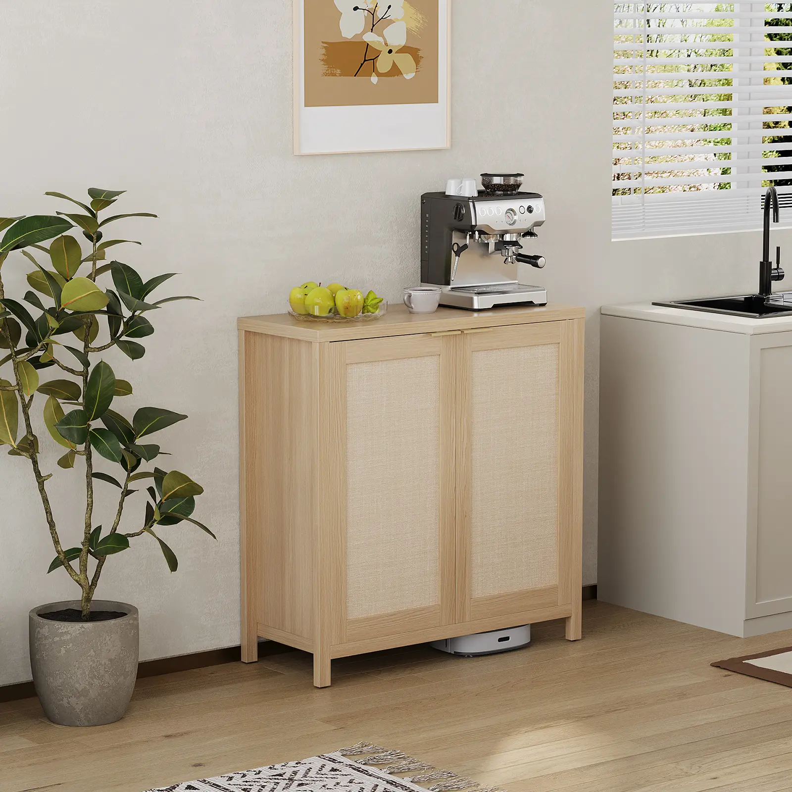 34.3" Sideboard Buffet Cabinet with Storage – Adjustable Shelves, Metal Handle – Freestanding Storage with Drawers & Doors – Accent Console for Kitchen, Dining, Entryway, Living Room