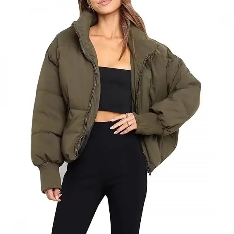 2026 Hot-Selling Cotton Jacket for Women, European and American Style, Loose Fit, Slimming, Warm Puffer Jacket, Short Lazy Style Down Cotton Jacket Womenswear Coats rain jacket puffer jacket