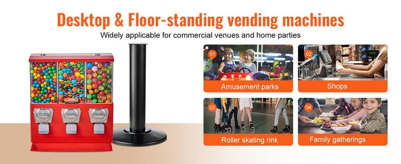 【Spring new arrivals】VEVOR Gumball Machine with Stand Vending Coin Bank Vintage Candy Dispenser Red