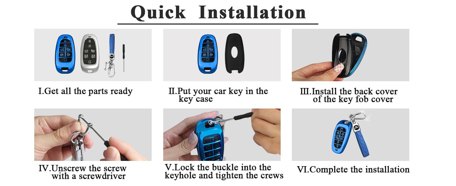 For Hyundai Key fob Cover Fit for 7 Buttons 2023 2022 2021 2020 Hyundai Sonata Santa fe Tucson TPU Key Fob Case Protector