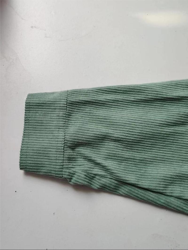 Women's Corduroy Shirt With Pocket, Drop Shoulder Style For Spring & Fall