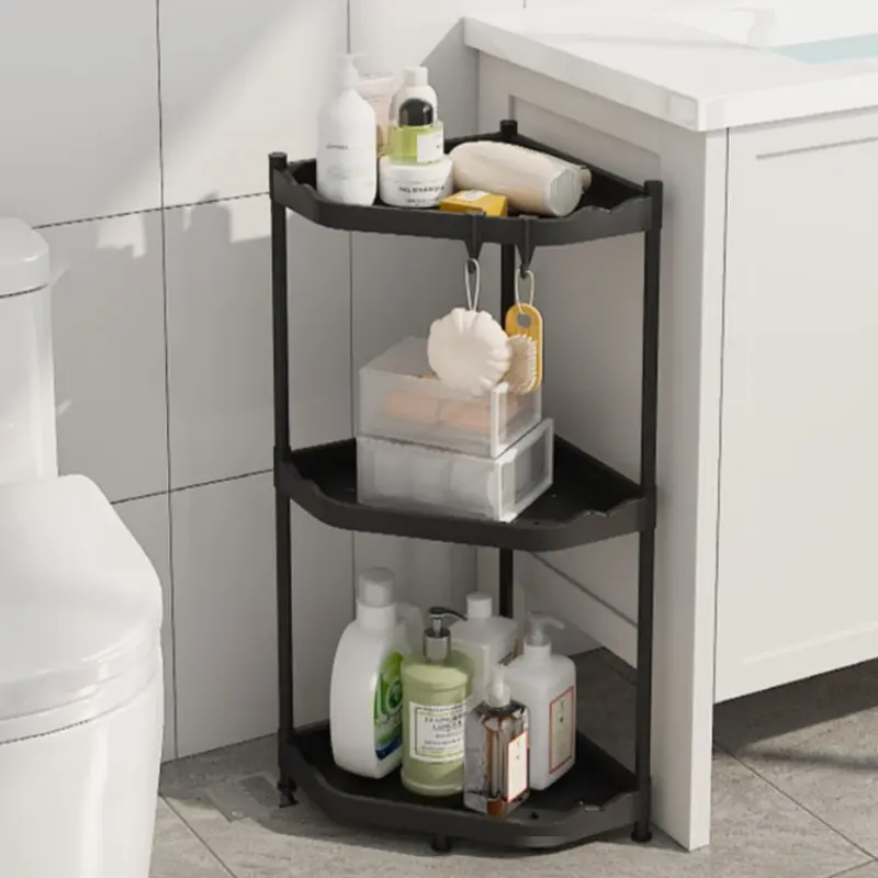 Multi-Layer Kitchen Corner Shelf, 2 Layer/3 Layer Triangle Rack, No-Drill Wall Mount Spice Rack, PP & Painted Tube Material, Suitable for Kitchen Bathroom