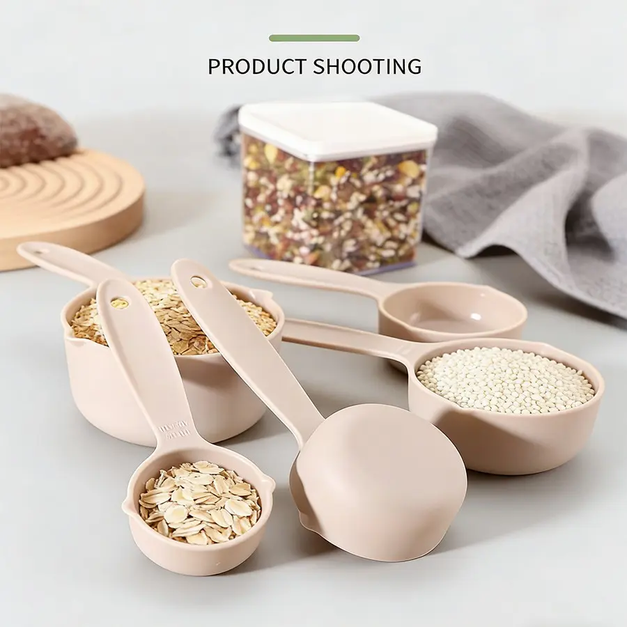 Measuring cup set, seasoning spoon combination, milk powder spoon, flour spoon, teaspoon, sugar spoon, DIY seasoning utensils, durable plastic, stackable plastic kitchen auxiliary tools with scales