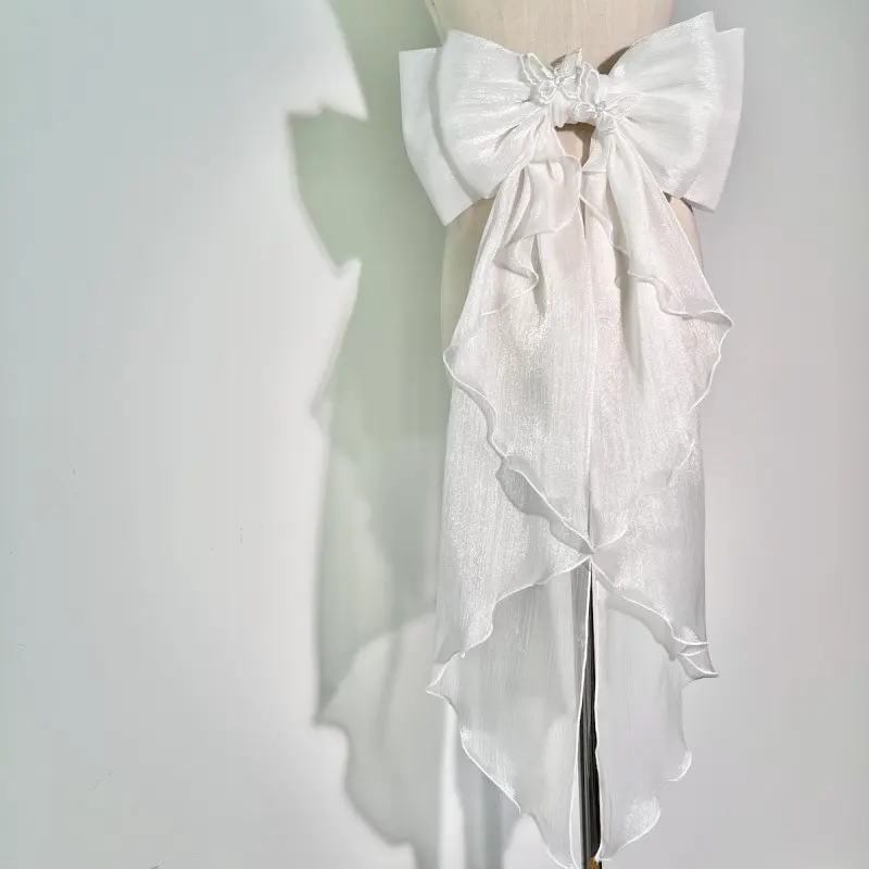 Detachable Lolita Waist Pin Clip, Elegant Large Bow Tie Accessory, Removable Ribbon Ornament, Stylish Decor for Wedding Dresses & Bridal Outfits