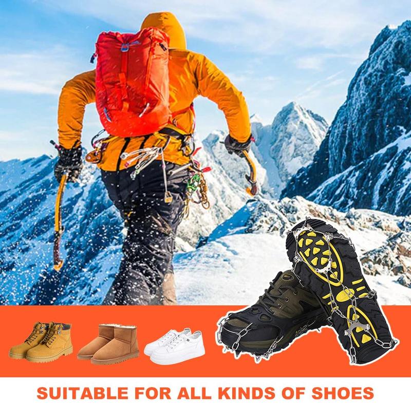 Winter walking with ice traction cleats