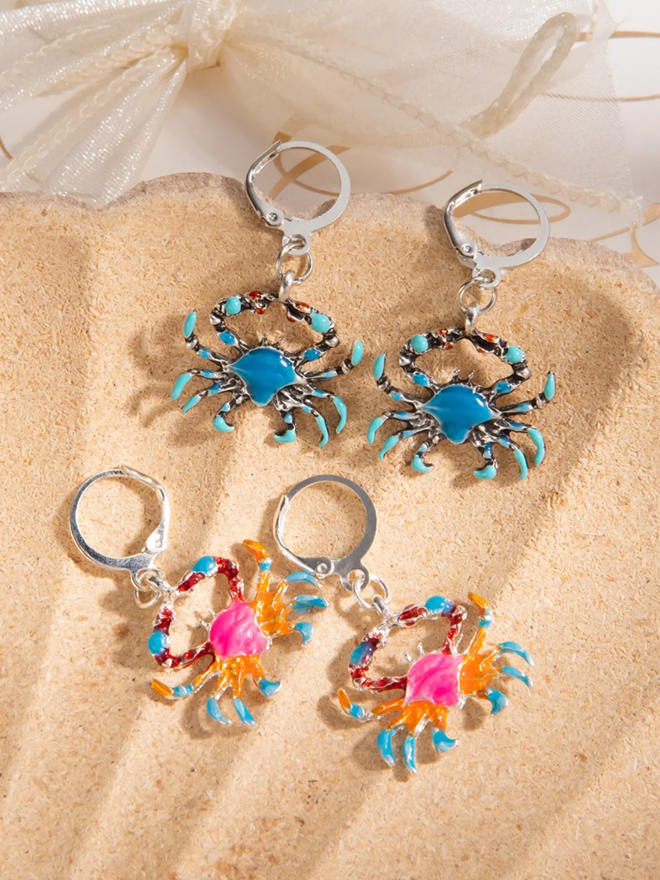 Colorful Gradient Crab Earrings, Sweet and Playful Style, Elegant and Small, Perfect for Daily Wear and Commuting, Ideal for Teen Girls