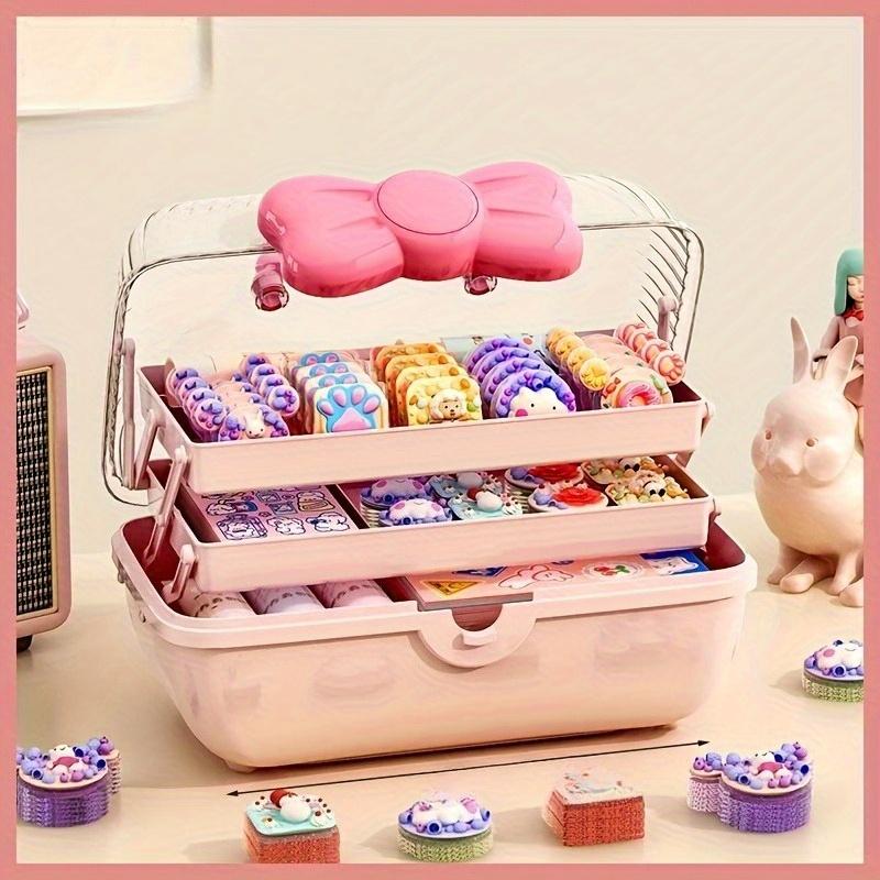Cute Multi-Layer Desktop Storage Box, Organizer for Toys & Cosmetics, Rotating Hair Accessory Holder, Home Office Organization Solution