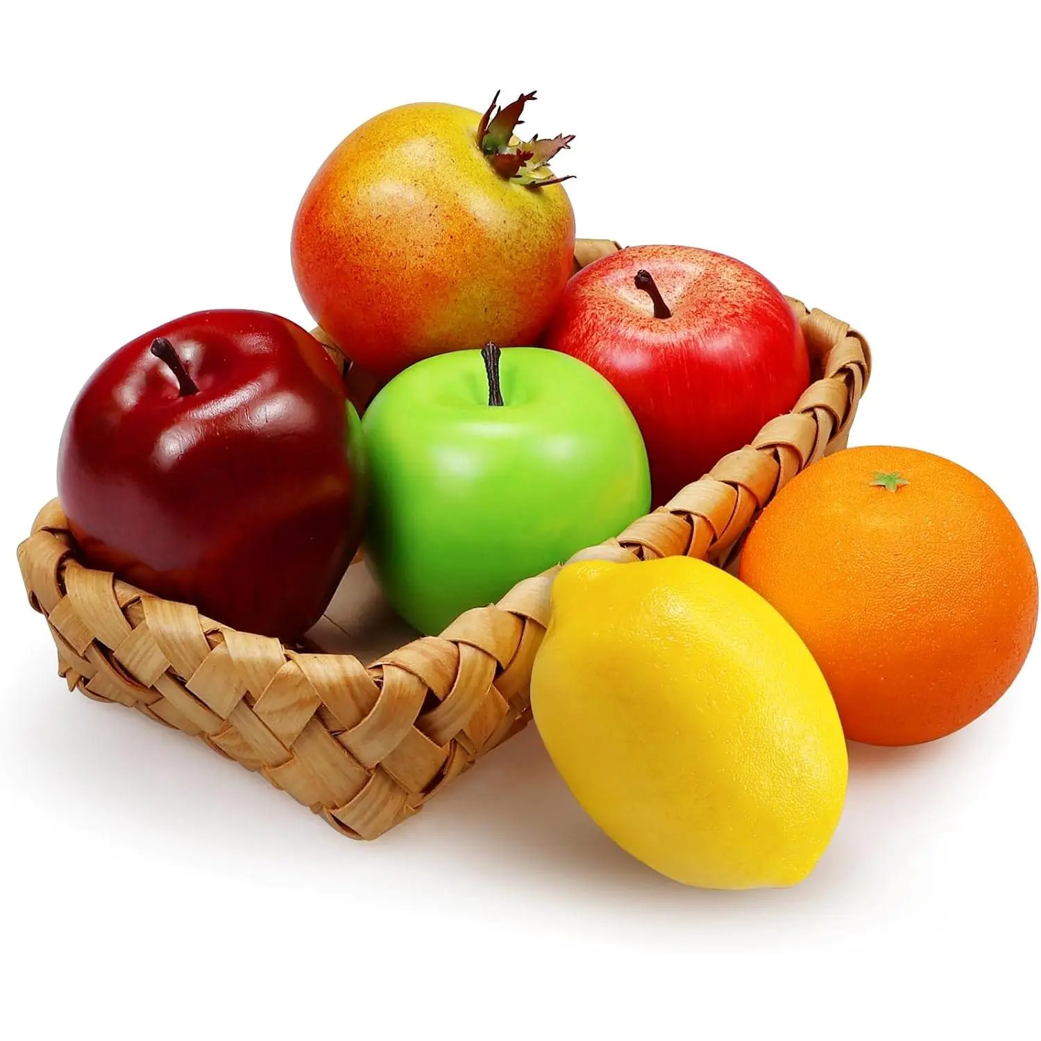 Fruits Decoration, Artificial Fruits Kitchen Bowl Decor Realistic Faux Fruits for Party Chirstmas Decortion, Artificial Apples   Orange 6 count/Set