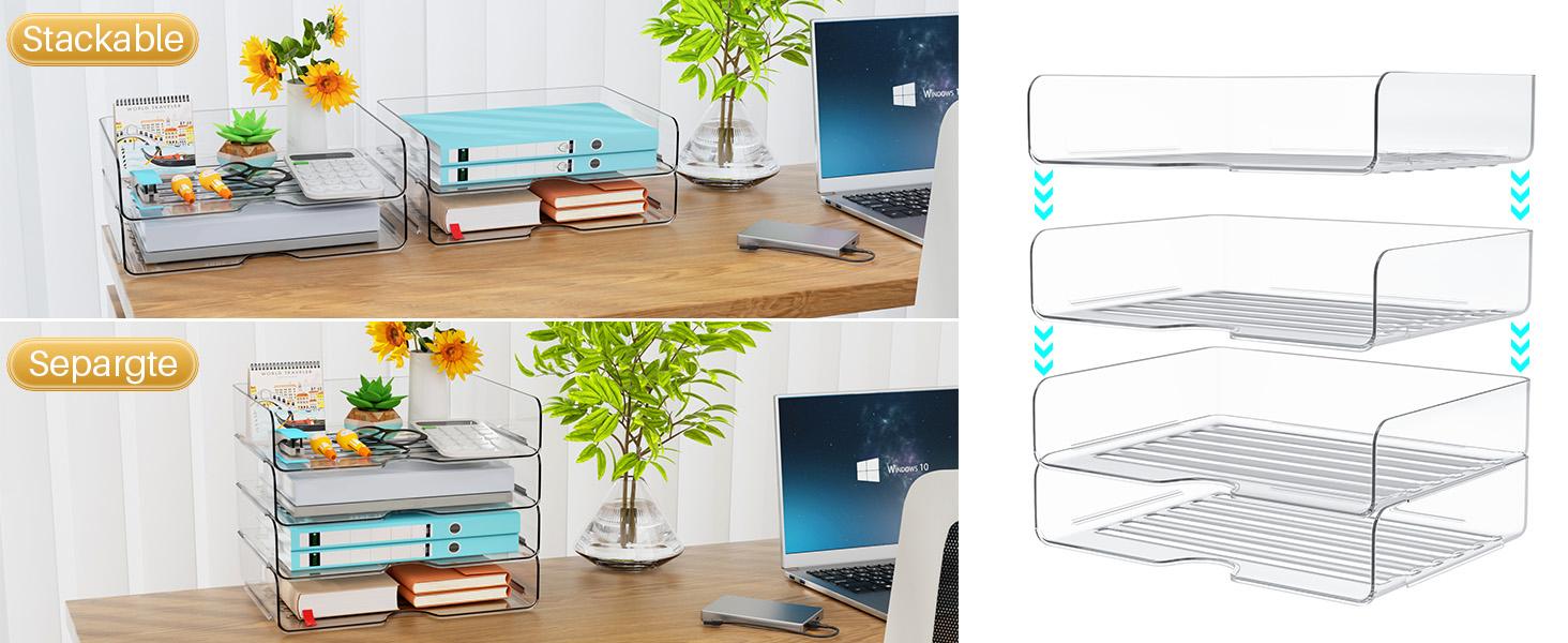 Paper Organizer Letter Tray, 4 Pack Acrylic Stackable Desk File Organizer for Files, Papers, iPads, Letters, A4 Office Files, Books, Notes, Etc Paper Organizer Letter Tray, 4 Pack Acrylic Stackable Desk File Organizer for Files, Papers, iPads, Letters, A4 Office Files, Books, Notes, Etc