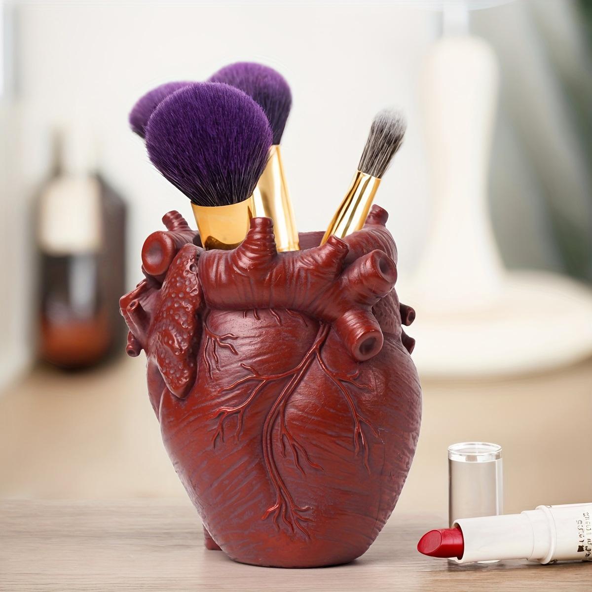 Gothic Anatomical Heart Resin Pen Holder Spooky Desk Organizer Unique Creepy Decor For Horror Fans Office Stationery Storage Halloween Home Decor Gift For Goth Dark Aesthetic Lovers