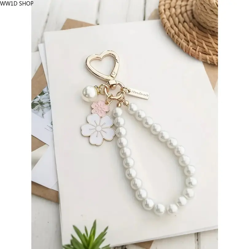 Elegant Faux Pearl Flower Keychain for Women, Alloy Pendant Bag & Key Accessory, Fashionable Decor for Daily Styling, Keychains For Women