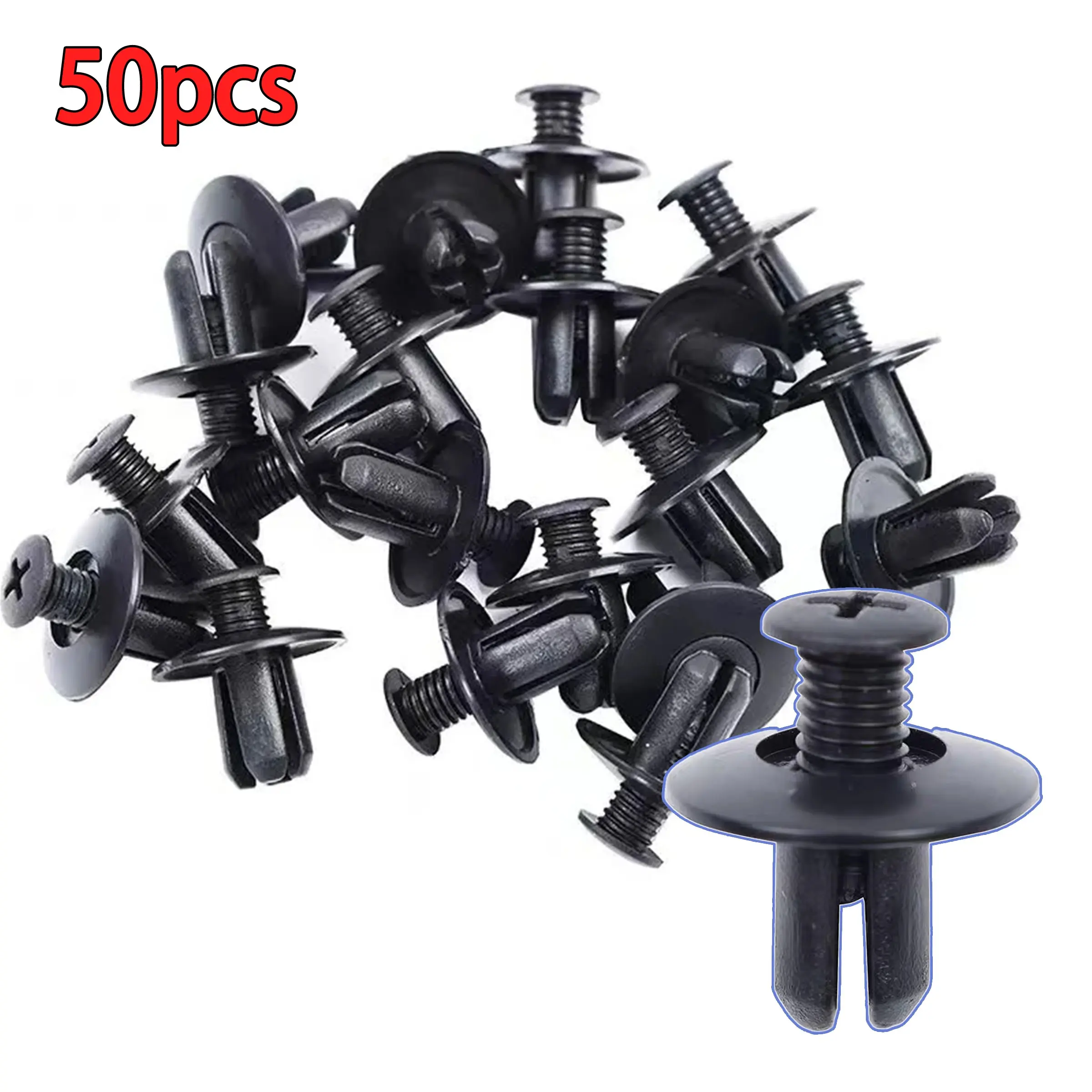 50 Pcs 8mm Plastic Car Rivet Clips, Durable Easy Installation, Fits Bumper Body, Multi-Functional Fastening Replacement Parts