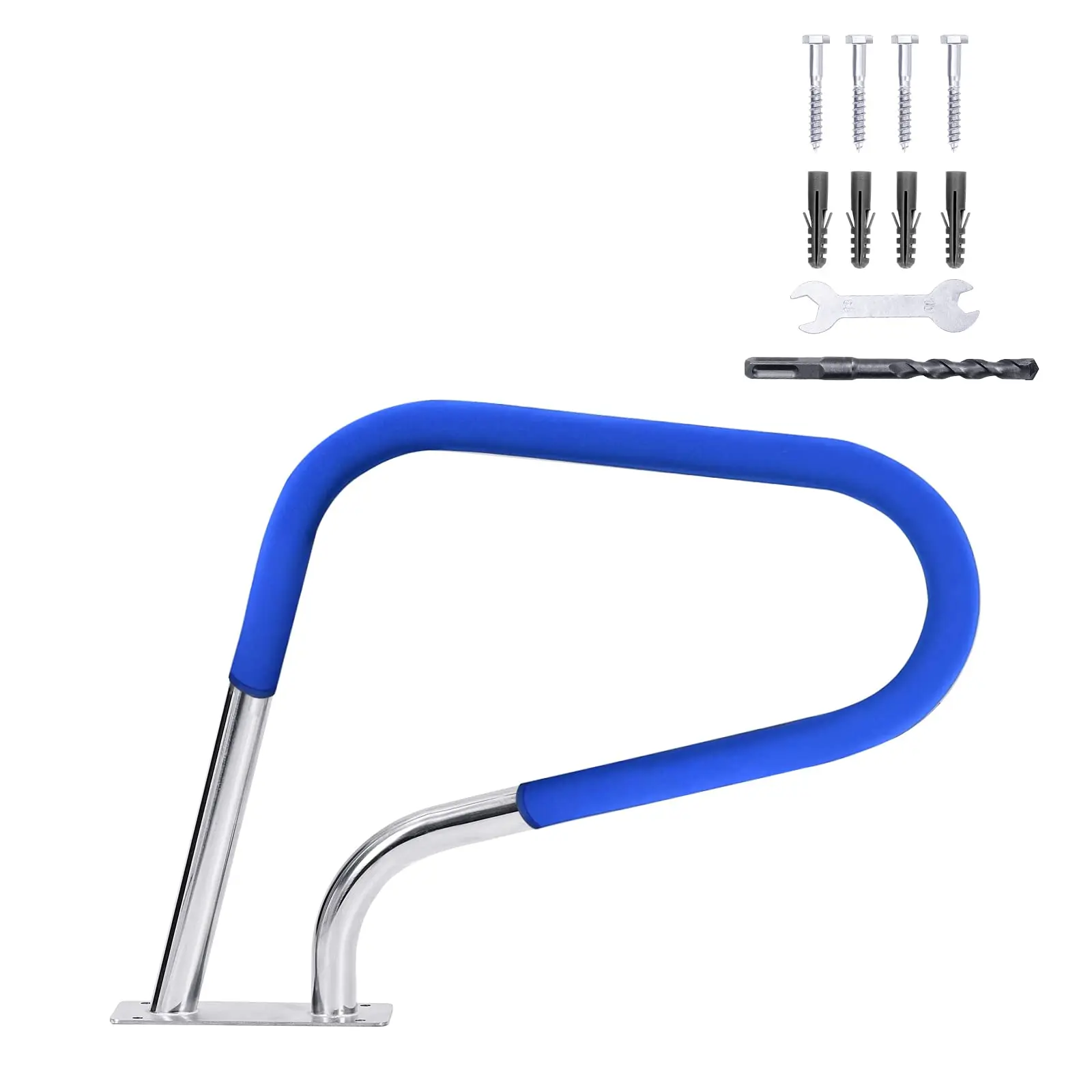 304 Stainless Steel Pool Handrail Set with Removable Nylon Grip Cover Inground Pool Safety Rail Heavy Duty Bathroom Grab Bar for Steps Spa Hot Tub Gym Hotel Anti-Slip Rustproof Pool Railings with Base Plate