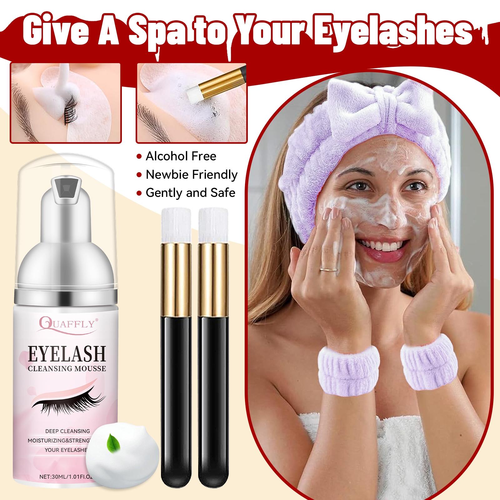 Eyelash Extension Kit, 1 Set Mixed Styles Eyelashes & Eyelash Glue & Eyelash Remover & Tweezers & Headband & Wrist Band & Lash Mousse with Brush, Eye Makeup Products, Eyelash Clusters, Eyelashes Clusters, Makeup Set