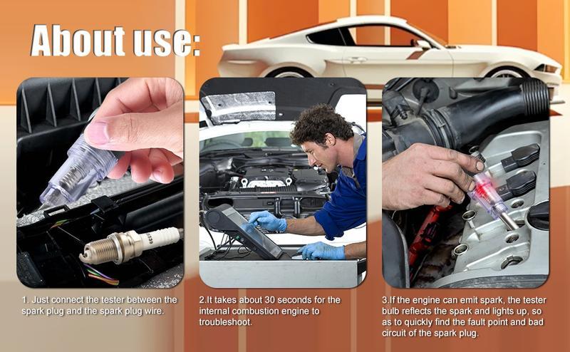 Inline Spark Plug Tester, Plug-in Engine Ignition Tester, Car Exterior Accessories, Automobile, Lawn Mower,Engine Verification-Armature Diagnostic Test Tool