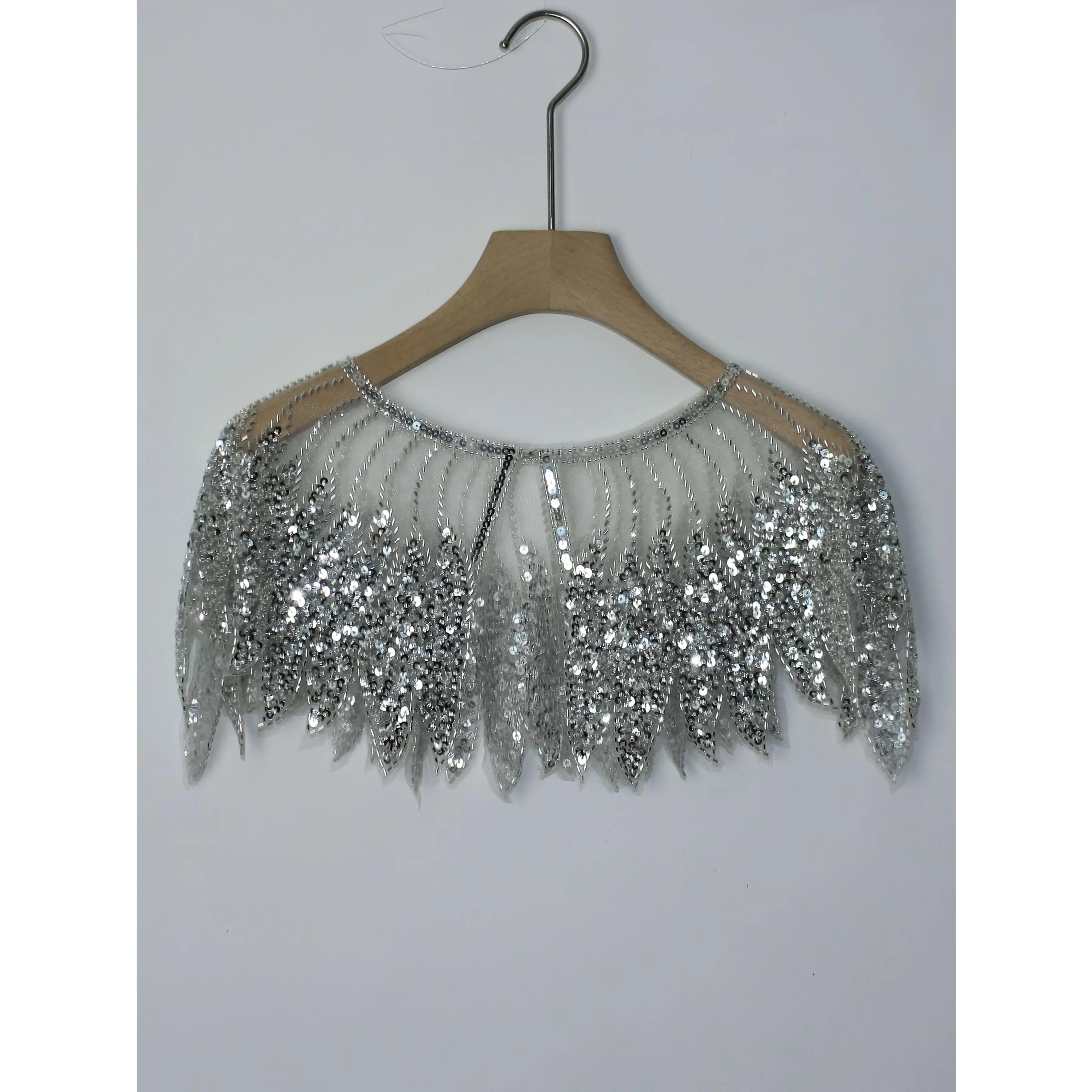 Women's Crew Neck Vintage-Inspired Embroidered Open Front Sequined Breathable Mesh Cardigan, Stylish Clothes for Balls, Parties