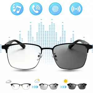 Smart Bluetooth Glasses with Photochromic Lenses, Open Ear Audio & Hands-Free Calls, Touch Control Music & Voice Assistant, UV & Blue Light Blocking for Men Women